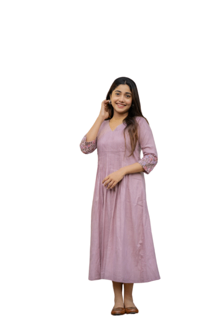 Floral Elegance Cotton Floral Embroidered Printex Detailing Kurti