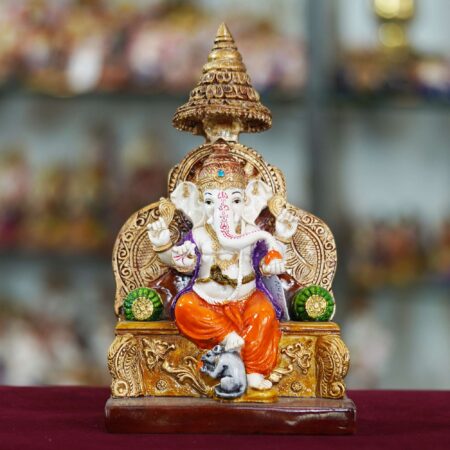 Marble Handmade Ganesh Ji Idol Handcrafted Showpiece (10 Inch)