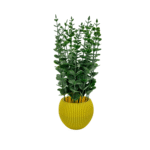 Artificial Money Leaf Flower Plants With Yellow Vase