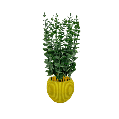 Artificial Money Leaf Flower Plants With Yellow Vase