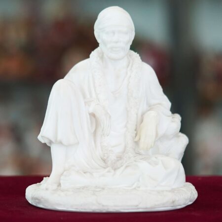 Marble Handmade Sai Baba Idol For Home Decor Handcrafted Showpiece For Table Decor (8 Inches)