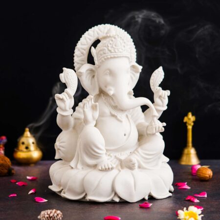 Marble Ganeshji Statue Idol Murti for Puja, Home Decor, Office Desk, Home Decoration, Gifting