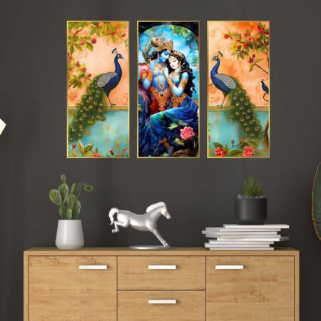 Set of Three Large Golden Framed Wall Paintings (19×10 inch)