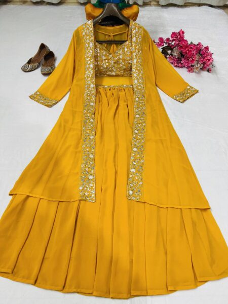 Elegant Embroidered Indowestern Lehenga Set
